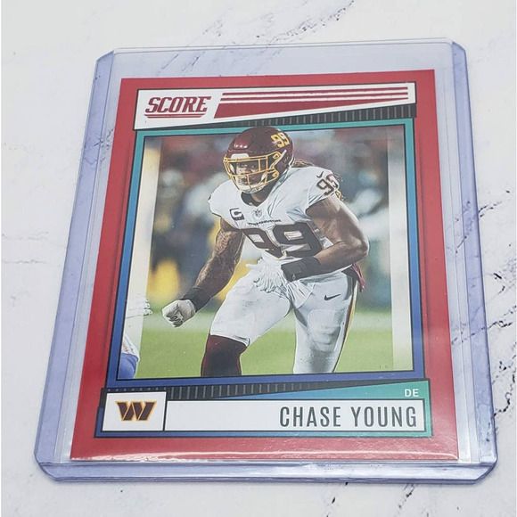 Chase Young 2022 Panini Score Red Parallel #258, 295/499 Washington Commanders - Picture 3 of 4